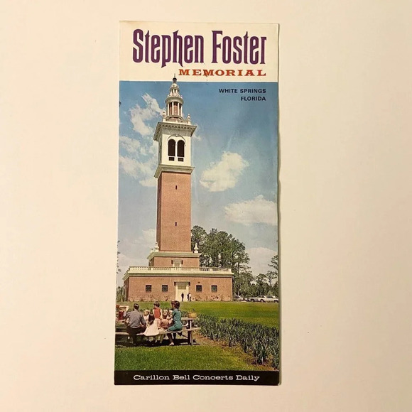 Vintage Stephen Foster Memorial White Springs Florida Brochure Pamphlet Souvenir - Picture 1 of 10